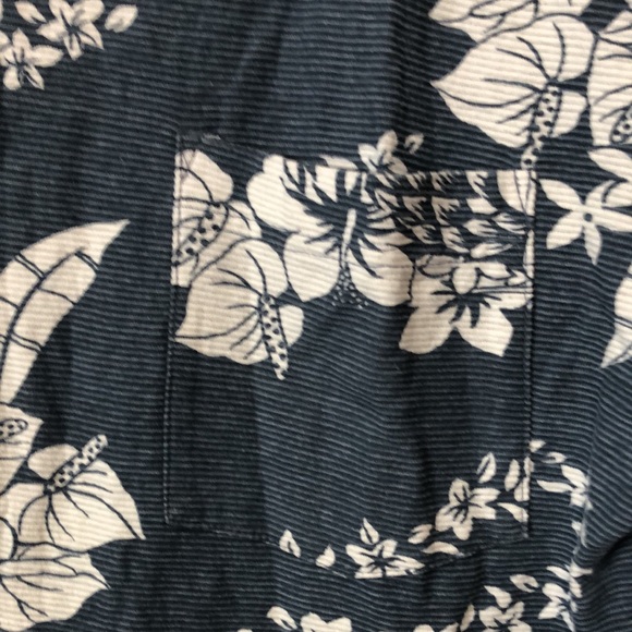 Vintage Point Zero bark cloth Hawiian shirt Men's XL blue white floral tropical - Picture 3 of 10